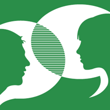 St&#248;ttekollegaordningen illustrasjon av to mennesker som snakker sammen - gr&#248;nn logo