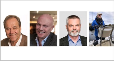 Fra venstre Kjell Maartmann-Moe (foto: Terje Heiestad), Jon Henrik Laake (foto: privat), Lars Eikvar (foto: Moment studio) og John Leer (foto: Torunn Selberg).