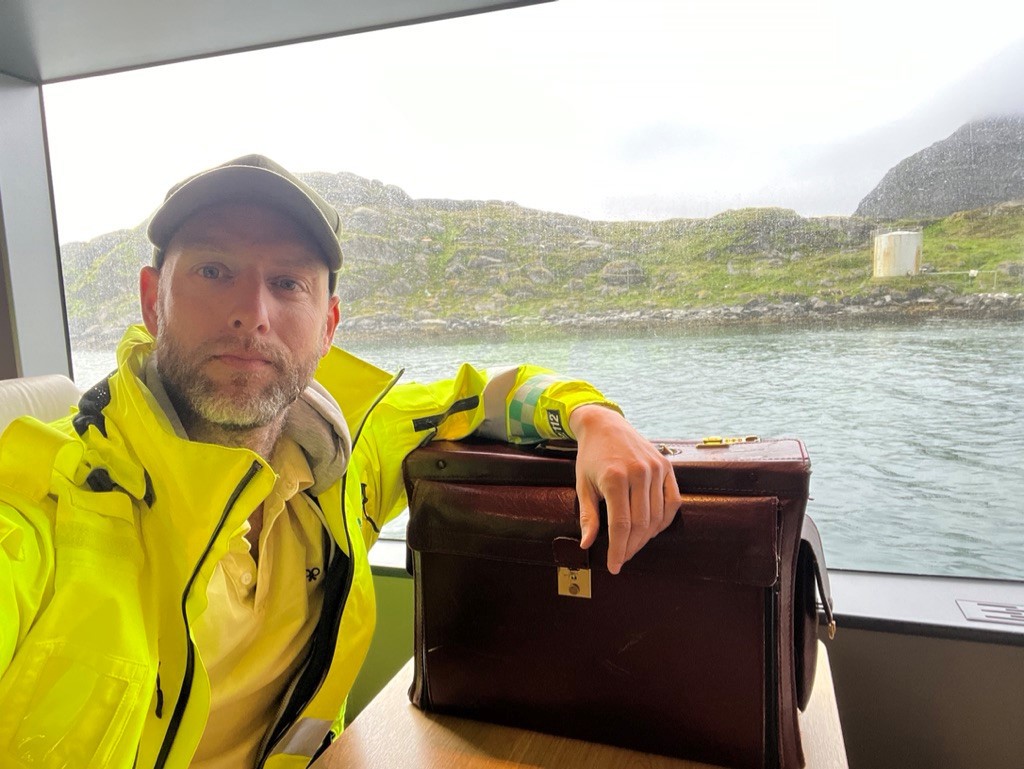 Bilde av Erik Prestegaard i båten 