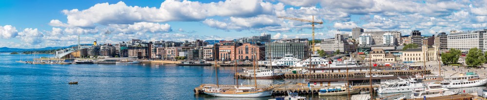 Skyline av Akerbrygge i Oslo. Foto: Colourbox.com 