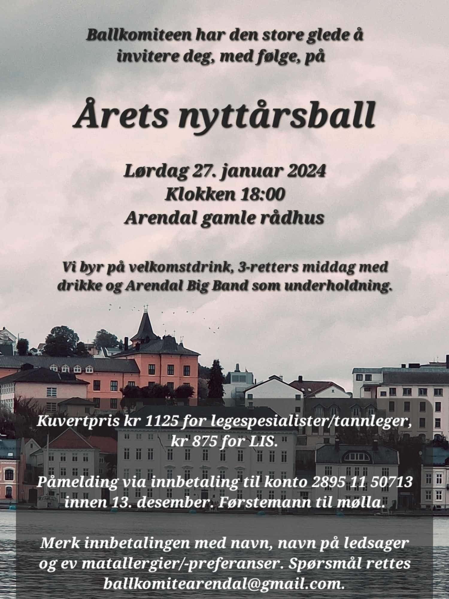 &#197;rets nytt&#229;rsball i Aust Agder legeforening. Plakat.
