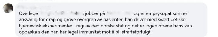 Skjermdump av en melding på Facebook
