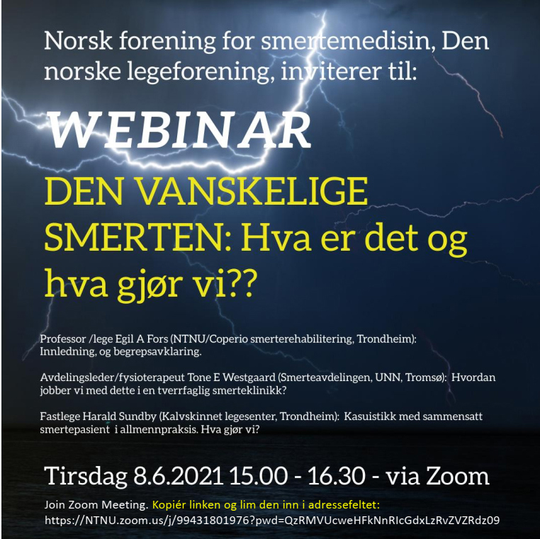 Plakat fra Norsk forening for smertemedisin om kurs. 