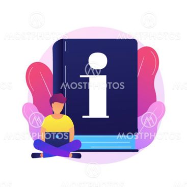 En bok med en stor i på med en person med laptop i fanget i forgrunnen