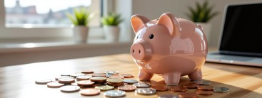 Sparegris på kontorpult. Illustrasjonsbilde: Pixabay