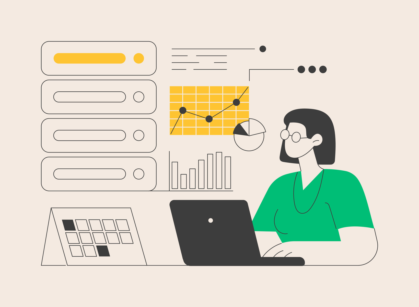 Bilde: Vige    Analytics and data science abstract concept vector illustration. Big data, machine learning control, computer science, predictive analytics, perform statistics, dashboard software abstract metaphor.
