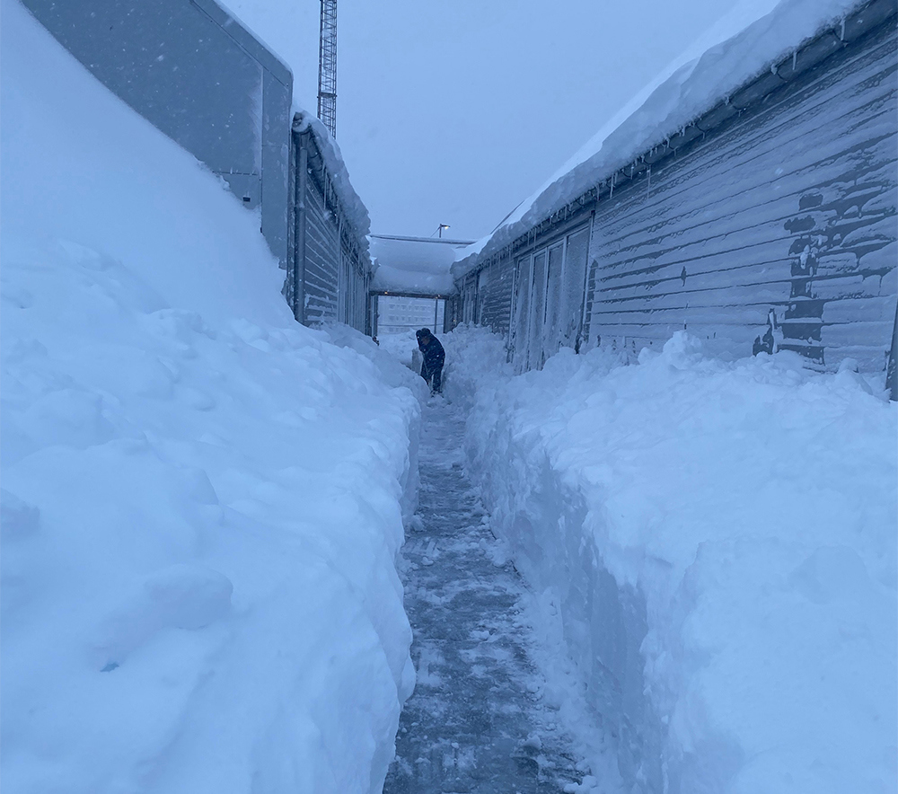 Bilde av snø i Kristiansand.