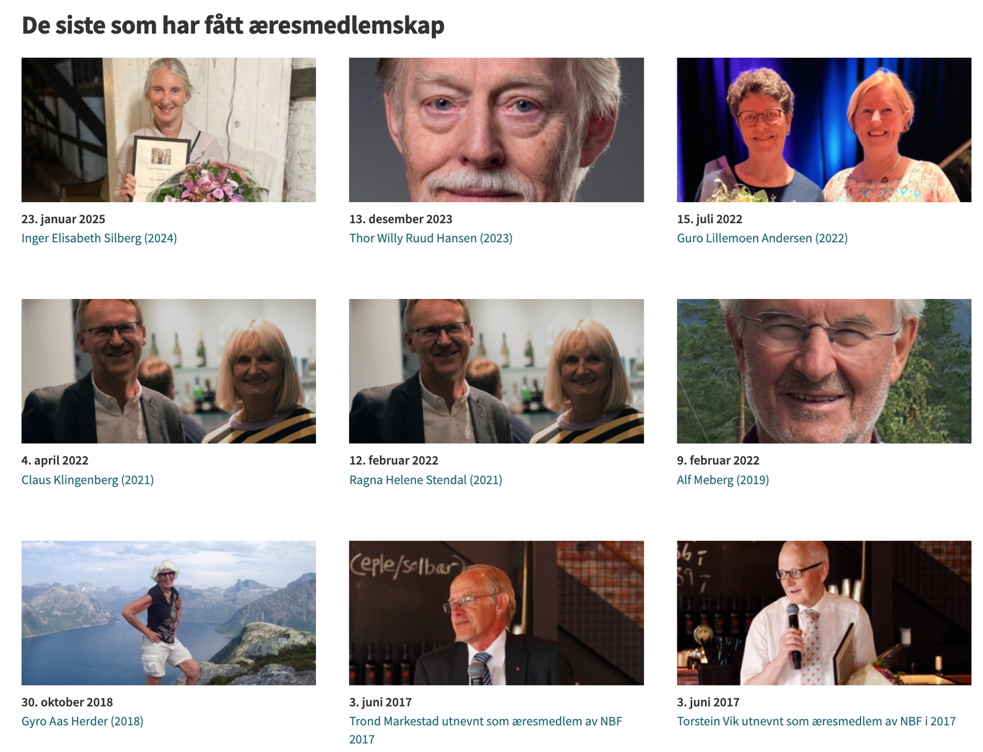Æresmedlemer NBF